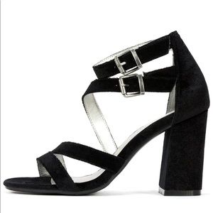 Seven Dials black velvet heel